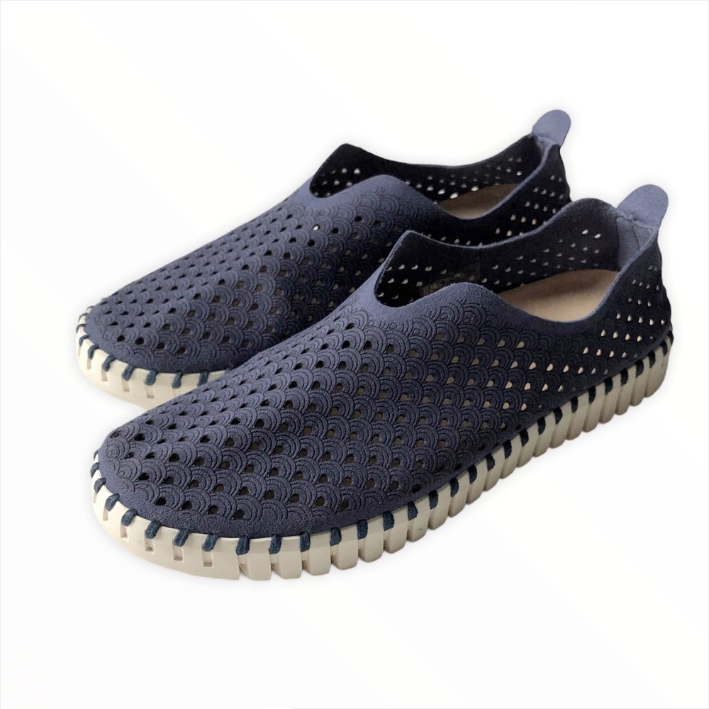 Ilse Jacobsen Blue Tulip Perforated Slip On Shoes